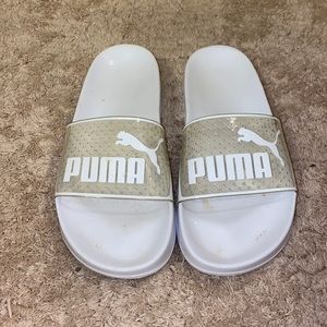 puma slides white